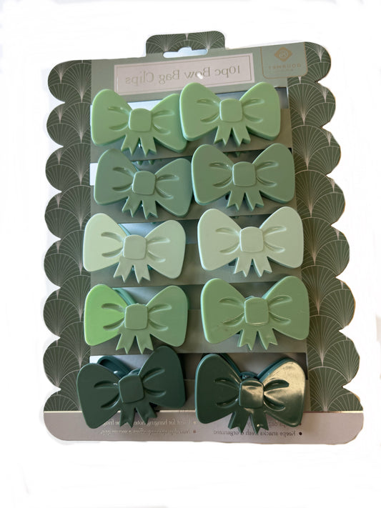 Gourmet Kitchen-10pc Bow Bag Clips Whit Magnet (Food Clips, Chip Clips, Bag Clips for Food Storage)