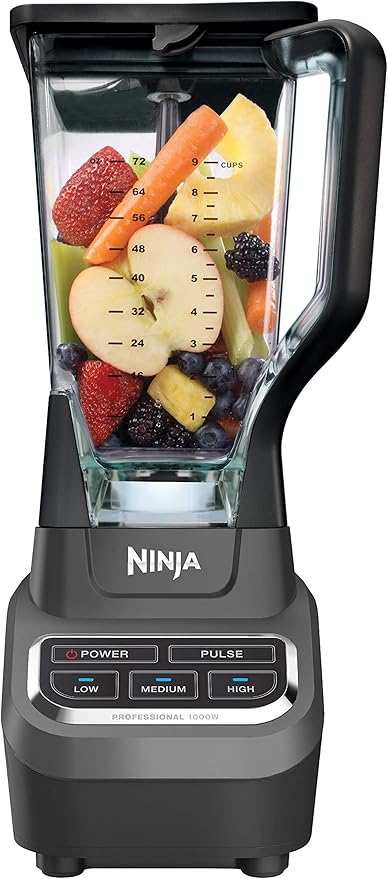 Ninja BL610 Professional 72 Oz Countertop 1000-Watt Base and Total Crushing Technology for-Smoothies, Ice and Frozen Fruit, Black, Blender + Pitcher