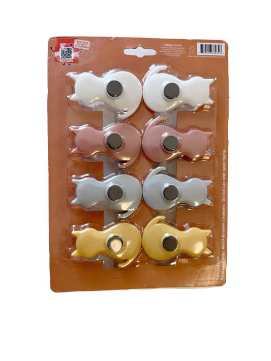 COOK WITH COLOR-8pc Cat Bag Clips With Magnet (Food Clips, Chip Clips, Bag Clips for Food Storage)