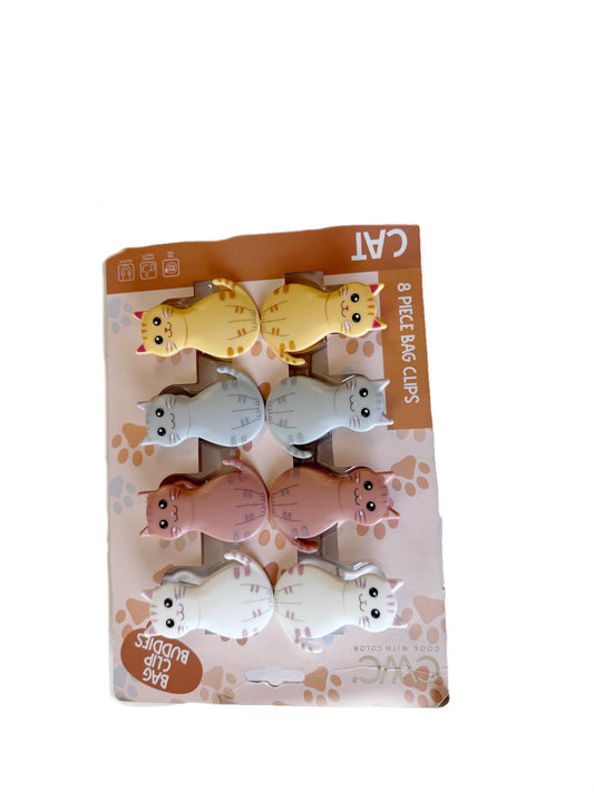 COOK WITH COLOR-8pc Cat Bag Clips With Magnet (Food Clips, Chip Clips, Bag Clips for Food Storage)