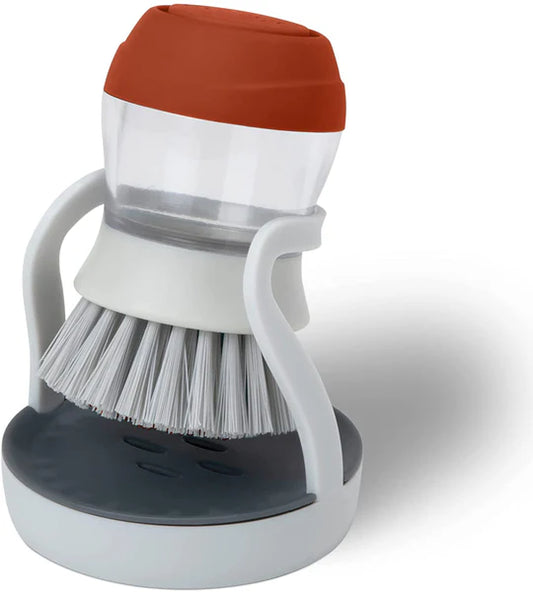 Soap Dispensing Palm Brush and Stand W/2 Replacement Heads